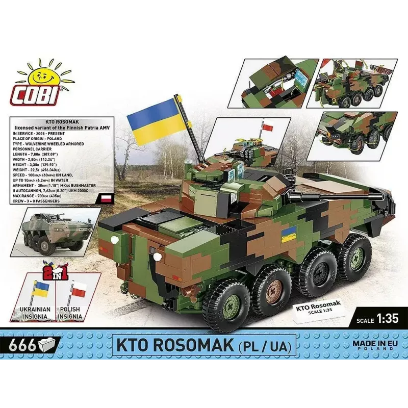 Plytų modelio rinkinys Cobi Ginkluotosios pajėgos KTO Rosomak 2-in-1 (COBI-2629)