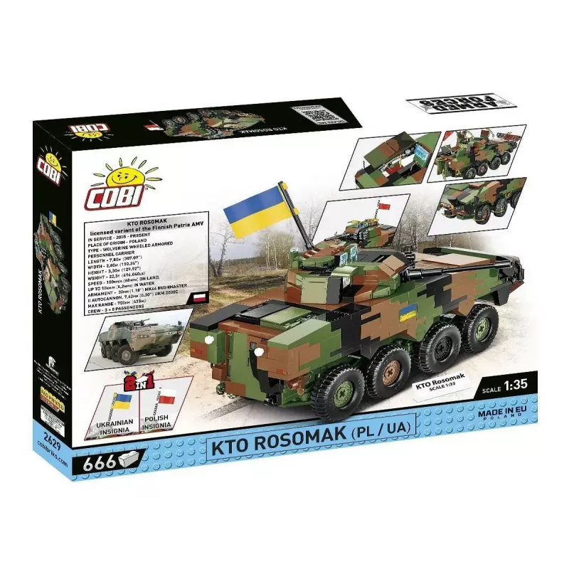 Plytų modelio rinkinys Cobi Ginkluotosios pajėgos KTO Rosomak 2-in-1 (COBI-2629)