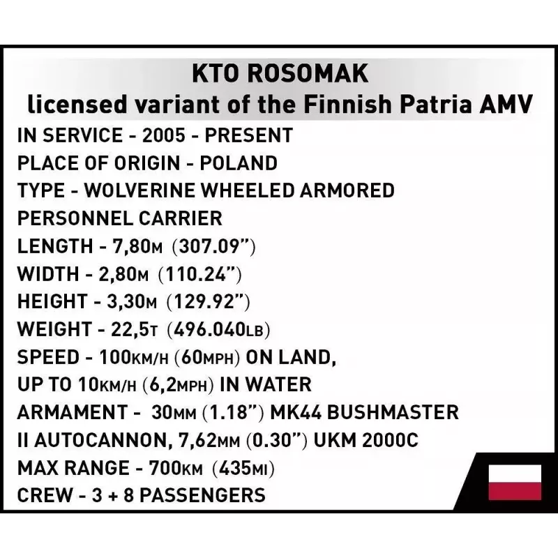 Plytų modelio rinkinys Cobi Ginkluotosios pajėgos KTO Rosomak 2-in-1 (COBI-2629)