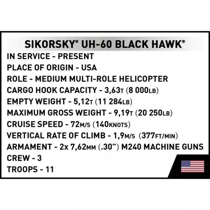 Cobi Sikorsky UH-60 Juoda Hawk konstruktorius, 928 kaladėlės, modelis COBI-5906