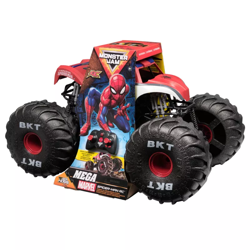 Monster Jam Marvel Mega Spider-Man RC monstrų sunkvežimis, visureigis, virš 2 pėdų ilgio, mastelis 1:6, superherojų žaislai berniukams ir mergaitėms nuo 4 metų