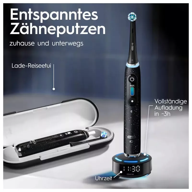 Oral-B iO iO10 suaugusiems skirtas rotacinis dantų šepetėlis, juodas