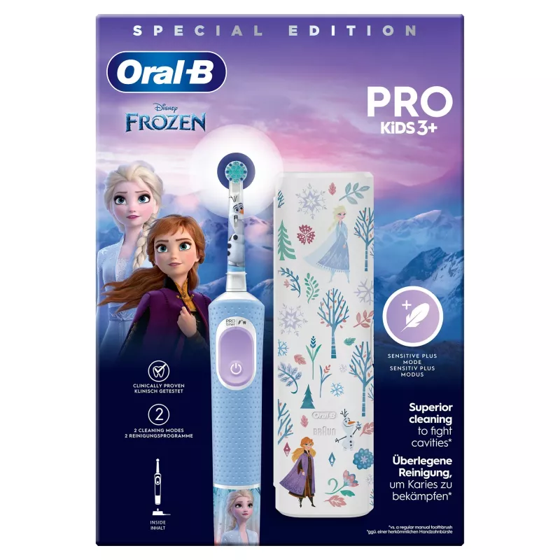 Oral-B Vitality Pro Frozen vaikiškas rotacinis–oscilacinis dantų šepetėlis, juodos, pilkos spalvos