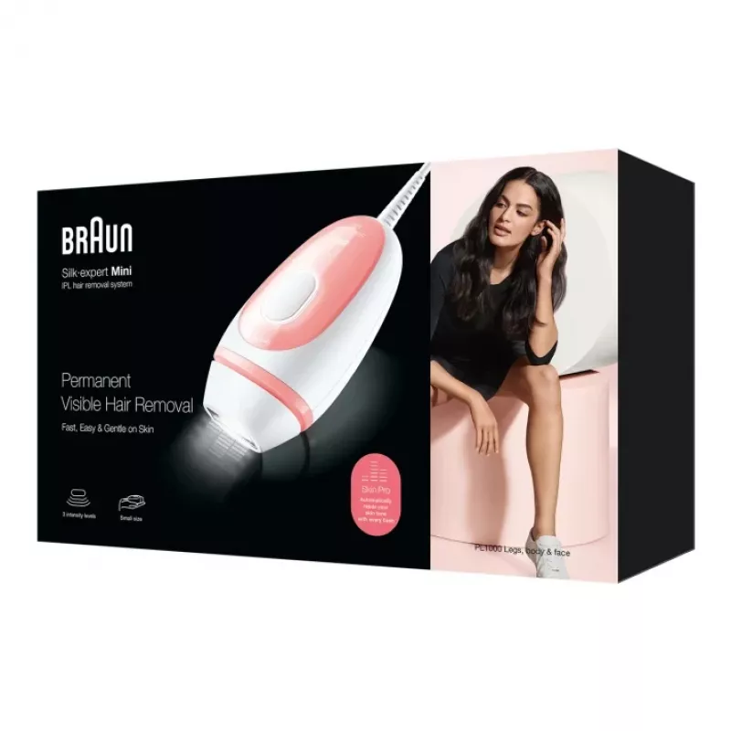 Braun Silk-expert Mini PL1000 IPL intensyvios pulsuojančios šviesos (IPL) Rožinis, Baltas