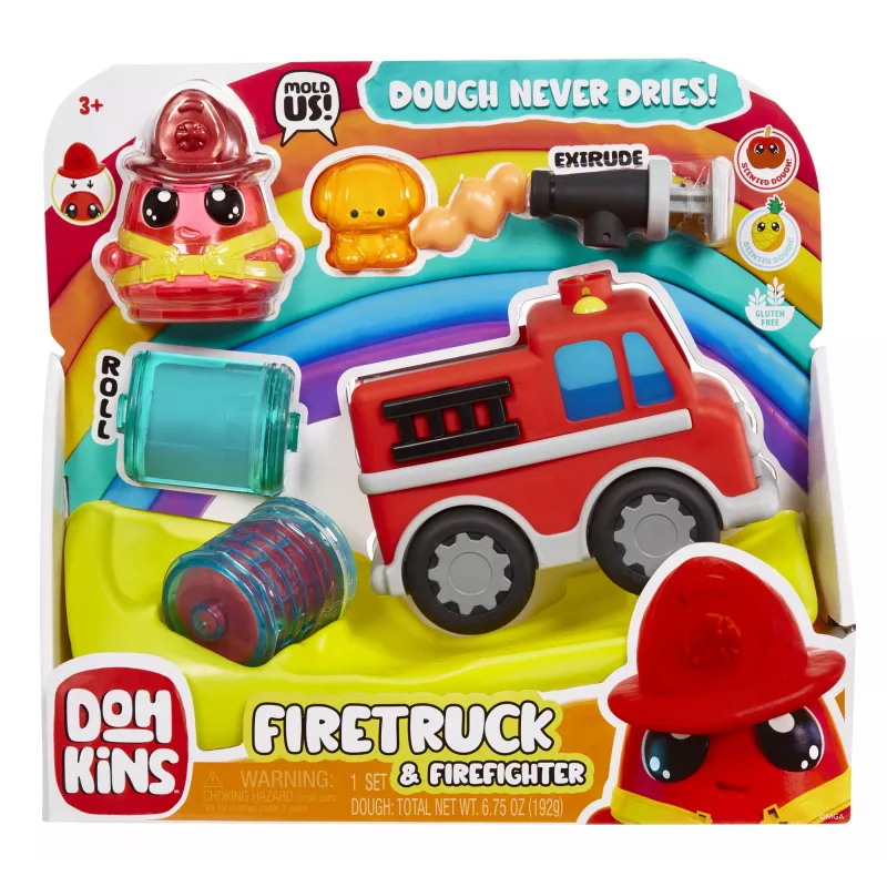 MGA Entertainment DohKins Firetruck & Firefighter, Modeliavimo molio žaidimų rinkinys, Daugiaspalvis, Vaikas, Berniukas/Mergaitė, 3 m., 99 m.