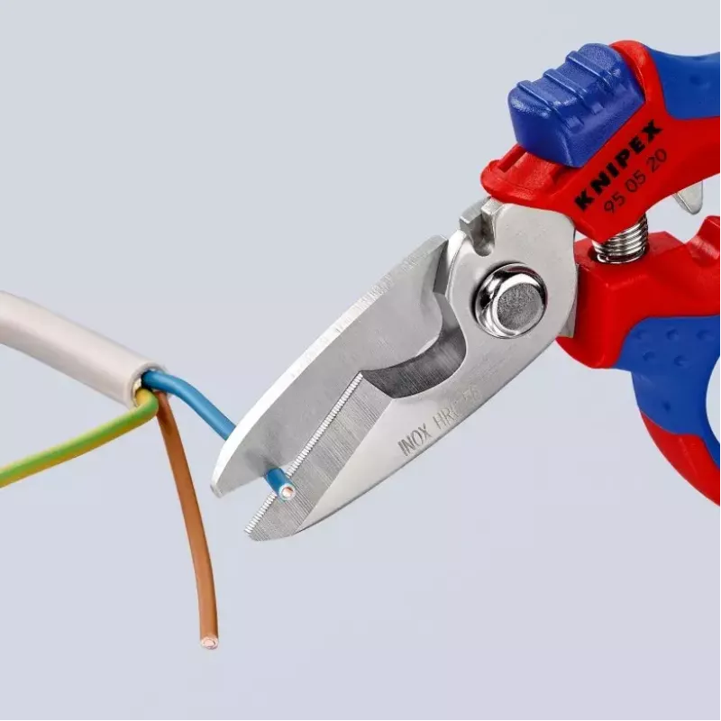 „Knipex 95 05 20 SB“ replės Nerūdijantis plienas Plastikinė rankena Mėlyna Raudona