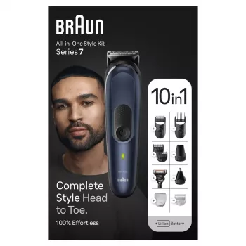 Braun 10-in-1 Styling Set 7 MGK7410 Juoda Metal Plastic Battery 100 min