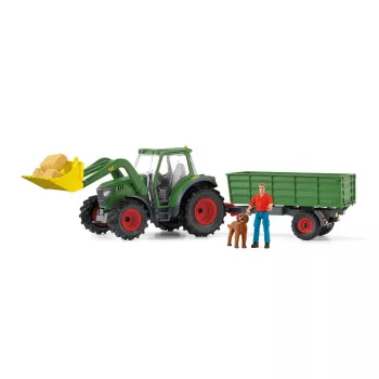 Traktorius su priekaba Schleich FARM WORLD 42608 Juoda Žalia Raudona Geltona