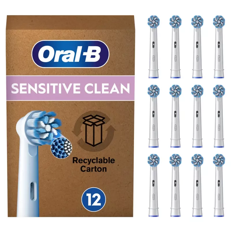 Dantų šepetėlių galvutės Oral-B Sensitive Clean 12 vnt. Balta