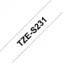 Etikečių juosta Brother TZe-S231 12mm juoda ant balto