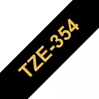 Etikečių juostelė Brother TZe354 24mm auksinė ant juodos