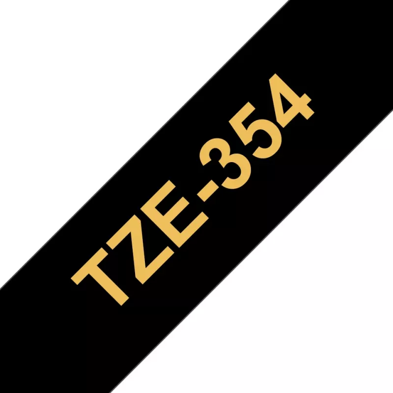 Etikečių juostelė Brother TZe354 24mm auksinė ant juodos