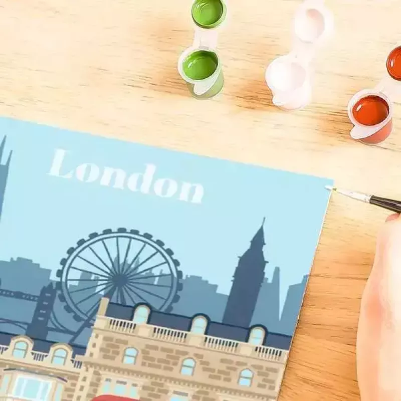 Tapybos rinkinys Ravensburger CreArt — Spalvingasis Londonas (modelis 23525) drobės tapybai su numeruotu vadovu