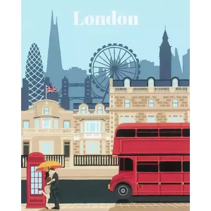 Tapybos rinkinys Ravensburger CreArt — Spalvingasis Londonas (modelis 23525) drobės tapybai su numeruotu vadovu
