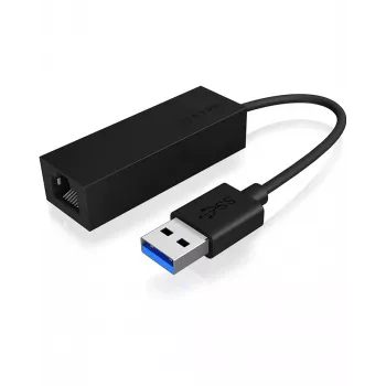 ICY BOX USB 3.0 A tipo į RJ-45 eterneto prievadą, Laidinis, USB, Eternetas, 1000 Mbit/s, Juoda
