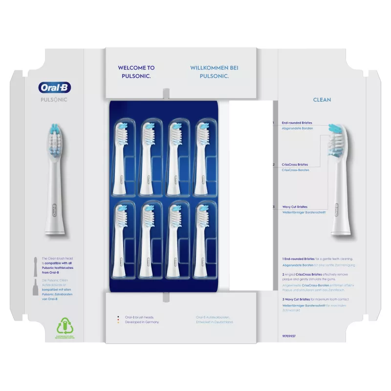 Oral-B Pulsonic Clean 81748491 dantų šepetėlio galvutė 8 vnt. Balta