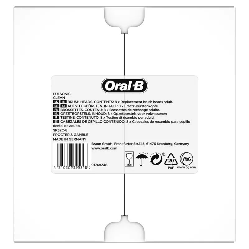 Oral-B Pulsonic Clean 81748491 dantų šepetėlio galvutė 8 vnt. Balta