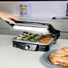 Kontaktinis grilis CECOTEC Rock'nGrill 2000 — 2000 W, stačiakampis, juodas / nerūdijantis plienas, reguliuojamas termostatas, 340×330×130 mm