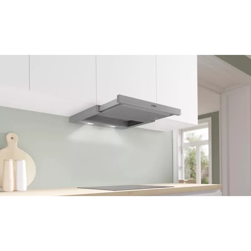 Bosch Serie 2 DFL063W57 gartraukis Pusiau įmontuotas (ištraukiamas) Metallic, Sidabrinė 351 m³/h