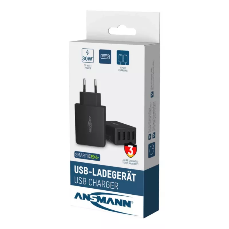 ANSMANN sieninis USB įkroviklis 4 prievadų
