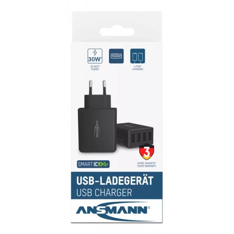 ANSMANN sieninis USB įkroviklis 4 prievadų