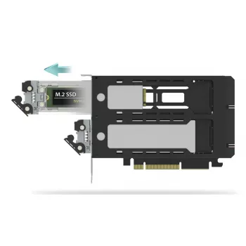 „Icy Dock ExpressSlot Elite“ sąsajos plokštė MB842MP-B – PCIe karšto keitimo 2,5 colio diskų įlankos adapteris, juoda/sidabrinė