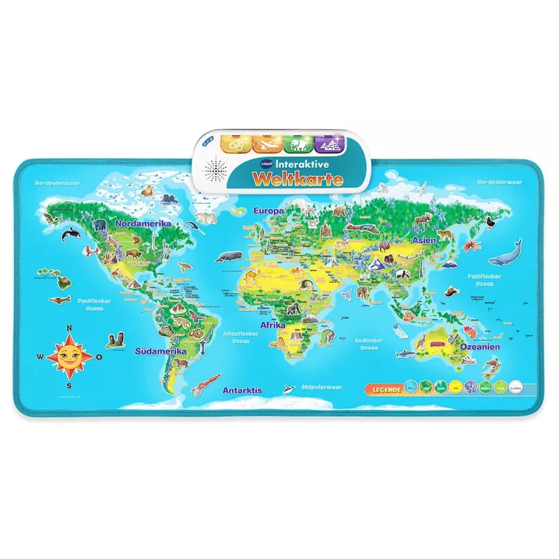 VTech Interaktyvus pasaulio žemėlapis, 6 m., Garsinis, Reikalingos baterijos, AA, Įvairiaspalvis