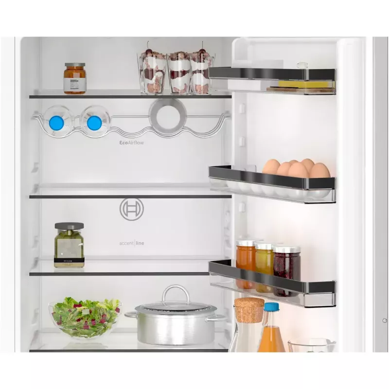 Įmontuojamas šaldytuvas-šaldiklis Bosch Serie 4 KIN96VFD0 — 290 L bendra talpa (215 L šaldytuvas / 75 L šaldiklis), NoFrost, apatinis šaldiklis, keičiamos durys