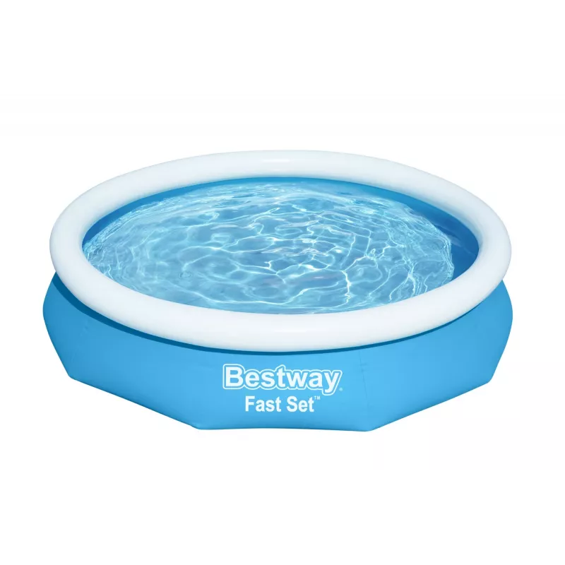 Bestway Fast Set apvalus pripučiamas baseino komplektas 3,05 m x 66 cm, 3200 l, Pripučiamas baseinas, Vaikams ir suaugusiems, Mėlynas, Baltas, 9,26 kg