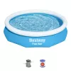 Bestway Fast Set apvalus pripučiamas baseino komplektas 3,05 m x 66 cm, 3200 l, Pripučiamas baseinas, Vaikams ir suaugusiems, Mėlynas, Baltas, 9,26 kg