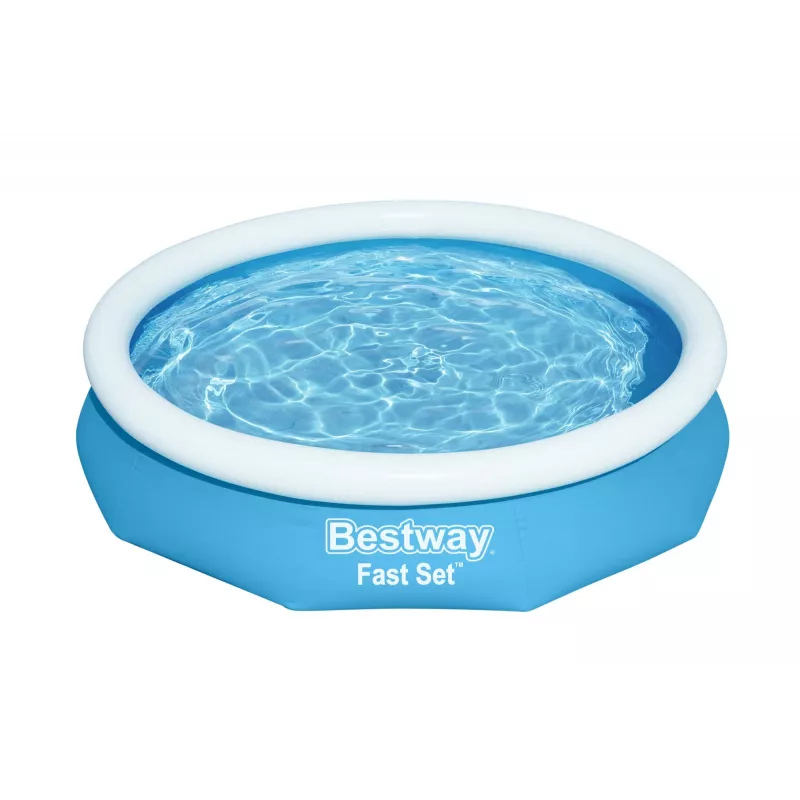 Bestway Fast Set apvalus pripučiamas baseino komplektas 3,05 m x 66 cm, 3200 l, Pripučiamas baseinas, Vaikams ir suaugusiems, Mėlynas, Baltas, 9,26 kg