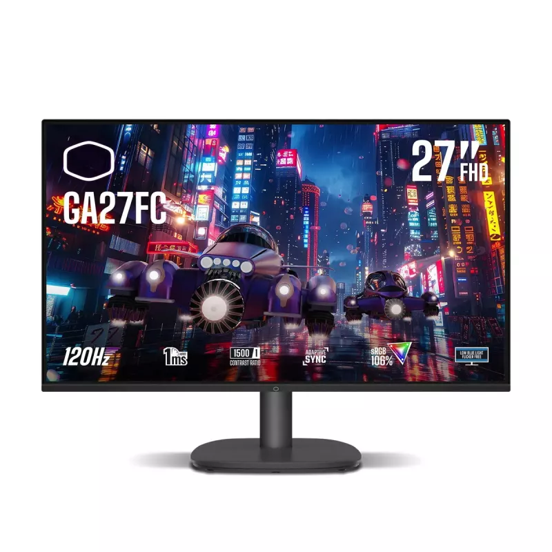 Žaidimų monitorius Cooler Master GA27FC — 27 colių Full HD IPS, Adaptive-Sync, 120 Hz, juodas