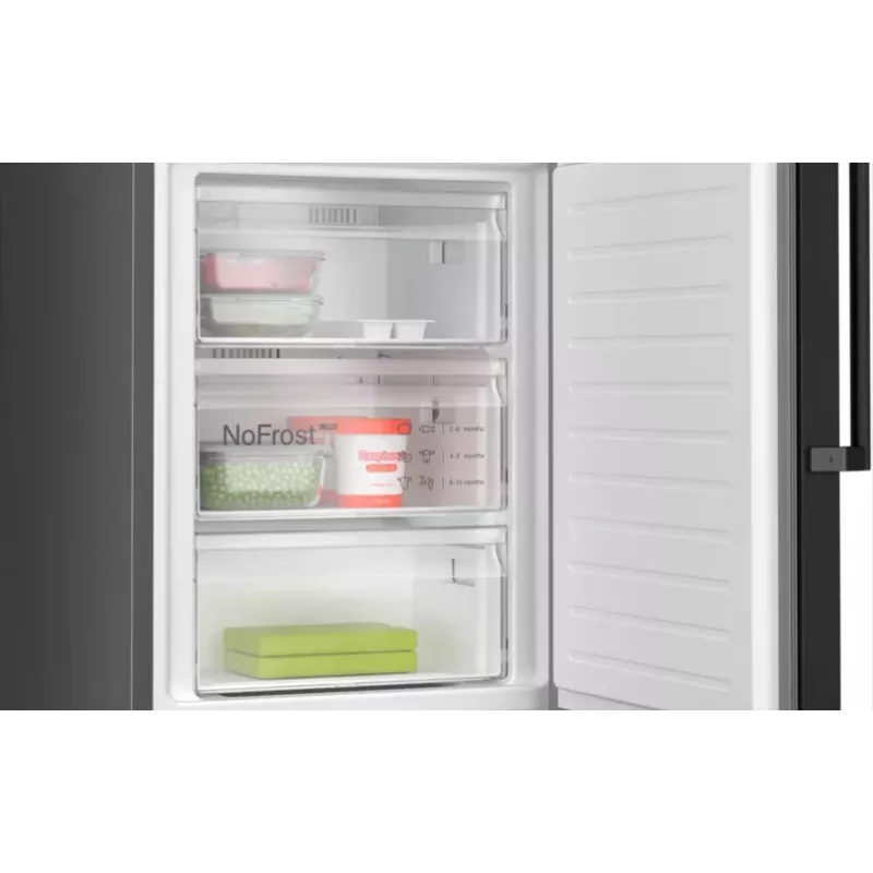 Bosch Serie 4 KGN39OXBT šaldytuvas-šaldiklis laisvai pastatomas 363 L juodas