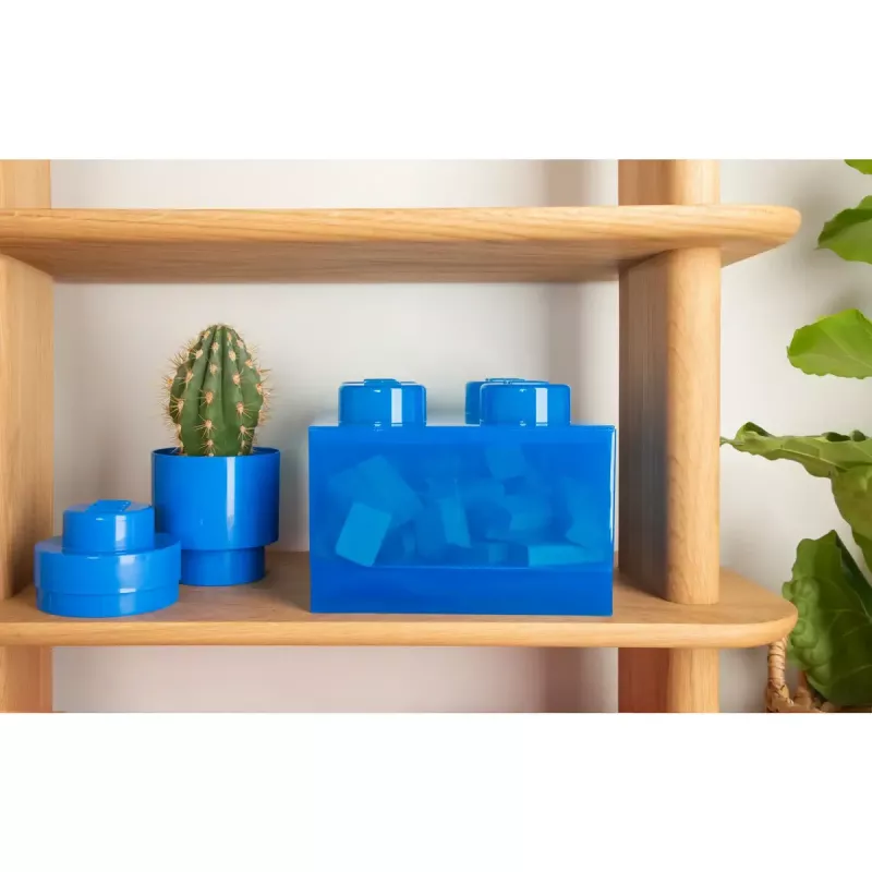 Dėžutė „Room Copenhagen LEGO Storage Brick 4 Top Lid Glitter“ – mėlyna / permatoma
