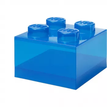 Dėžutė „Room Copenhagen LEGO Storage Brick 4 Top Lid Glitter“ – mėlyna / permatoma