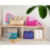 Dėžutė Room Copenhagen LEGO Storage Brick 4 viršutinis dangtis blizgučiai — violetinė/permatoma