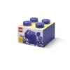 Dėžutė Room Copenhagen LEGO Storage Brick 4 viršutinis dangtis blizgučiai — violetinė/permatoma