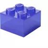Dėžutė Room Copenhagen LEGO Storage Brick 4 viršutinis dangtis blizgučiai — violetinė/permatoma