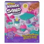 Kinetic Sand Shimmer, Unicorn Bake Shoppe žaidimų rinkinys, 16oz (žvilganti žalsvai mėlyna ir neoninė rožinė), 8 vienaragių įrankiai, sensoriniai žaislai vaikams nuo 3 metų