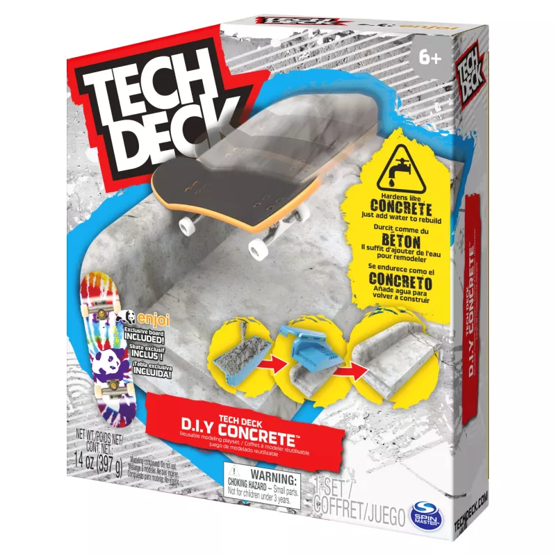 Tech Deck statybinis betono daugkartinio naudojimo modeliavimo žaidimų rinkinys su išskirtine Enjoi riešlenčių lenta, turėklu, formomis, riedlentės parko rinkiniu, vaikiškas žaislas berniukams ir mergaitėms nuo 6 metų