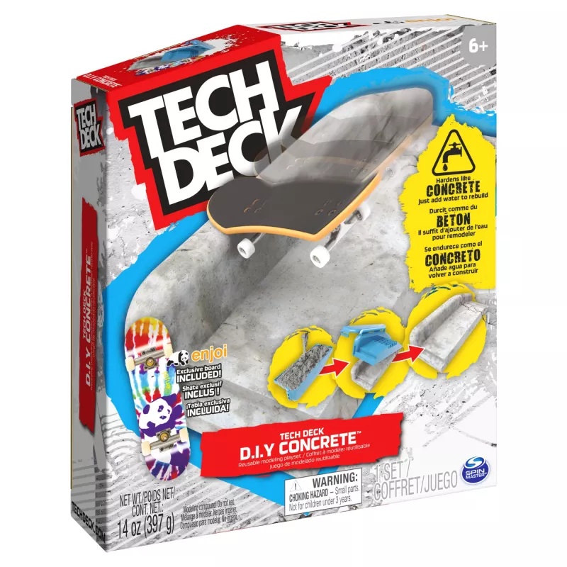Tech Deck statybinis betono daugkartinio naudojimo modeliavimo žaidimų rinkinys su išskirtine Enjoi riešlenčių lenta, turėklu, formomis, riedlentės parko rinkiniu, vaikiškas žaislas berniukams ir mergaitėms nuo 6 metų