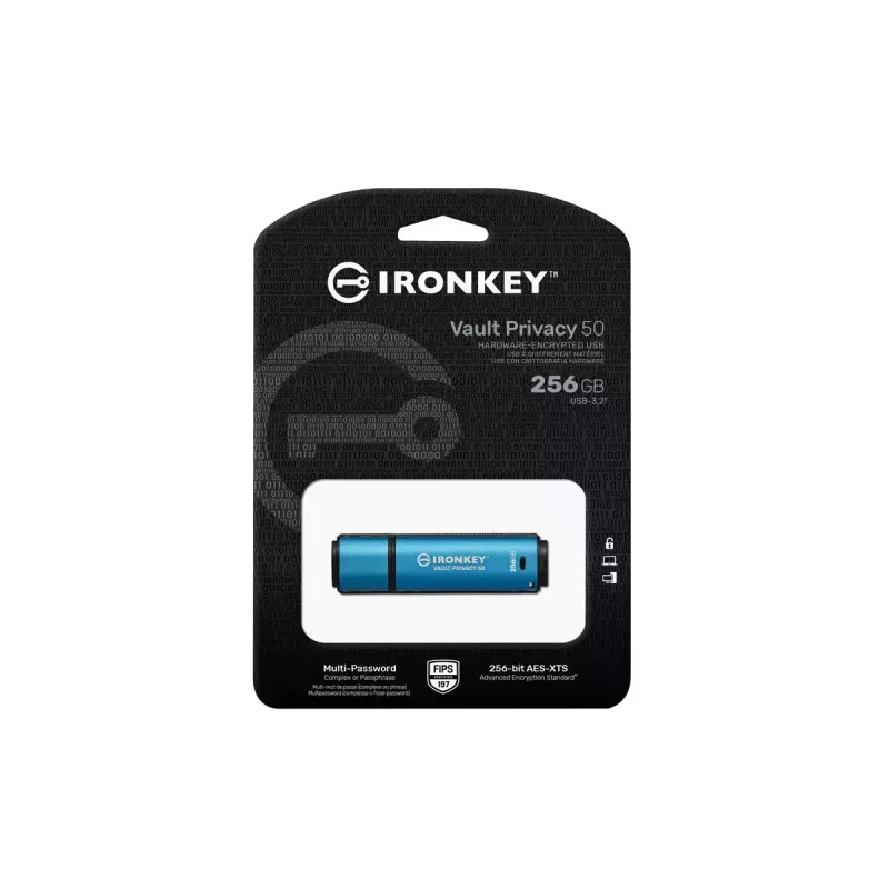 USB Flash Drive Kingston 256GB USB Type-A IronKey Vault Privacy 50