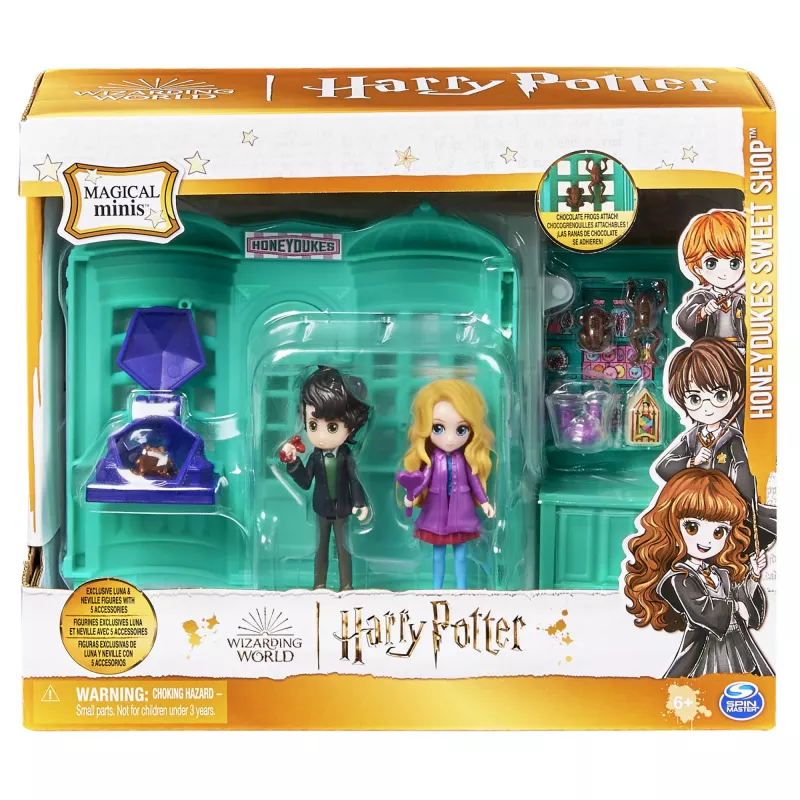 Wizarding World Harry Potter, Magical Minis Honeydukes Sweet Shop su 2 išskirtinėmis figūrėlėmis ir 5 priedais, vaikų žaislai nuo 6 metų