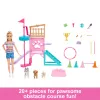 „Barbie and Stacie to the Rescue“ šuniukų žaidimų aikštelės žaidimo rinkinys su lėle, 3 šunų figūrėlėmis ir priedais