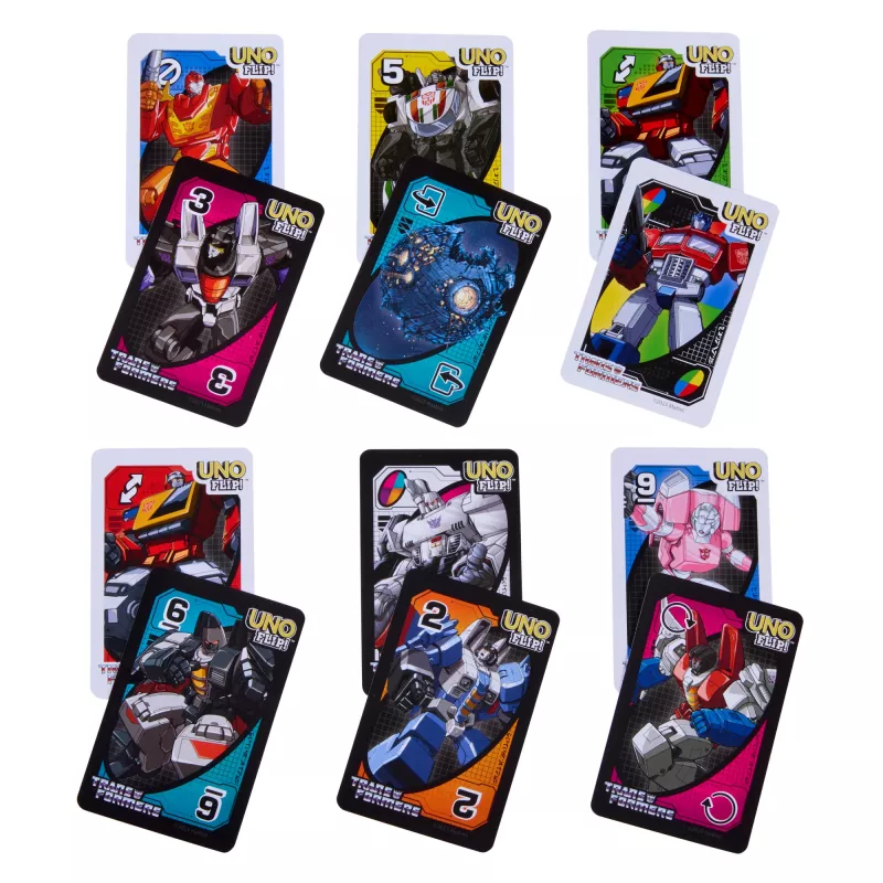 Žaidimai UNO Flip Transformers kortų žaidimas vaikams ir šeimos vakarui