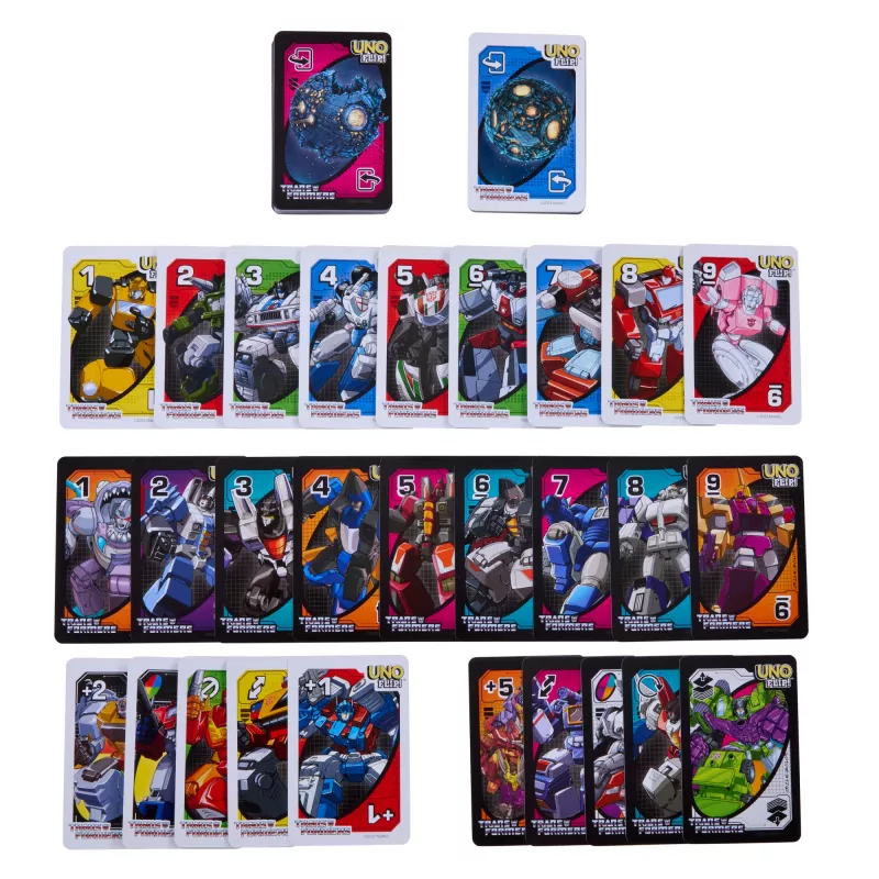 Žaidimai UNO Flip Transformers kortų žaidimas vaikams ir šeimos vakarui