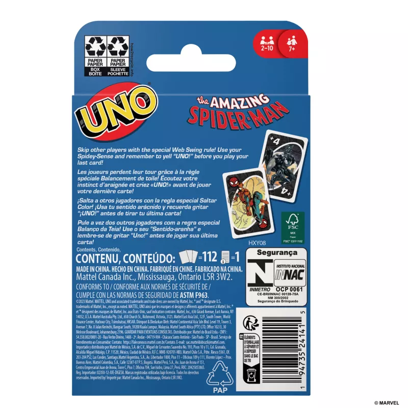 Games UNO The Amazing Spider-Man kortų žaidimas vaikams, suaugusiems ir šeimos vakarams, įkvėptas Marvel komiksų serijos