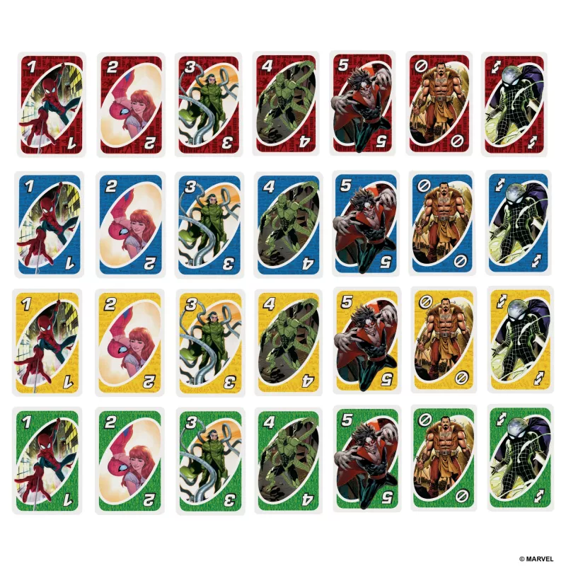Games UNO The Amazing Spider-Man kortų žaidimas vaikams, suaugusiems ir šeimos vakarams, įkvėptas Marvel komiksų serijos