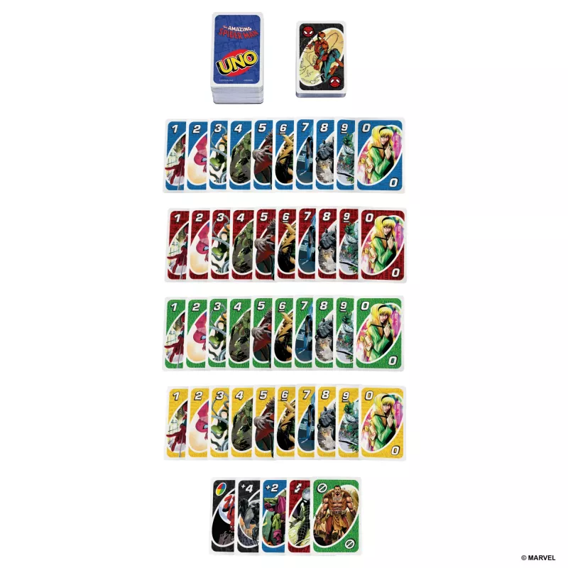 Games UNO The Amazing Spider-Man kortų žaidimas vaikams, suaugusiems ir šeimos vakarams, įkvėptas Marvel komiksų serijos