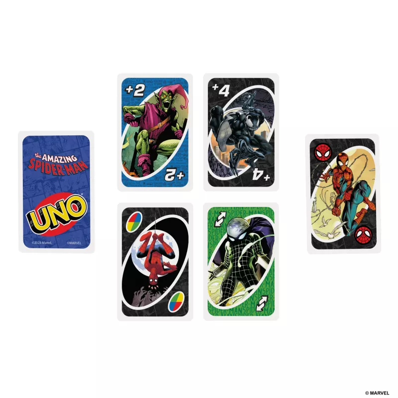Games UNO The Amazing Spider-Man kortų žaidimas vaikams, suaugusiems ir šeimos vakarams, įkvėptas Marvel komiksų serijos